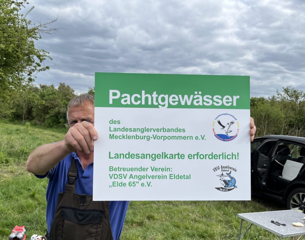 Hinweisschild am Pachtgewässer des VDSF Angelvereins Eldetal